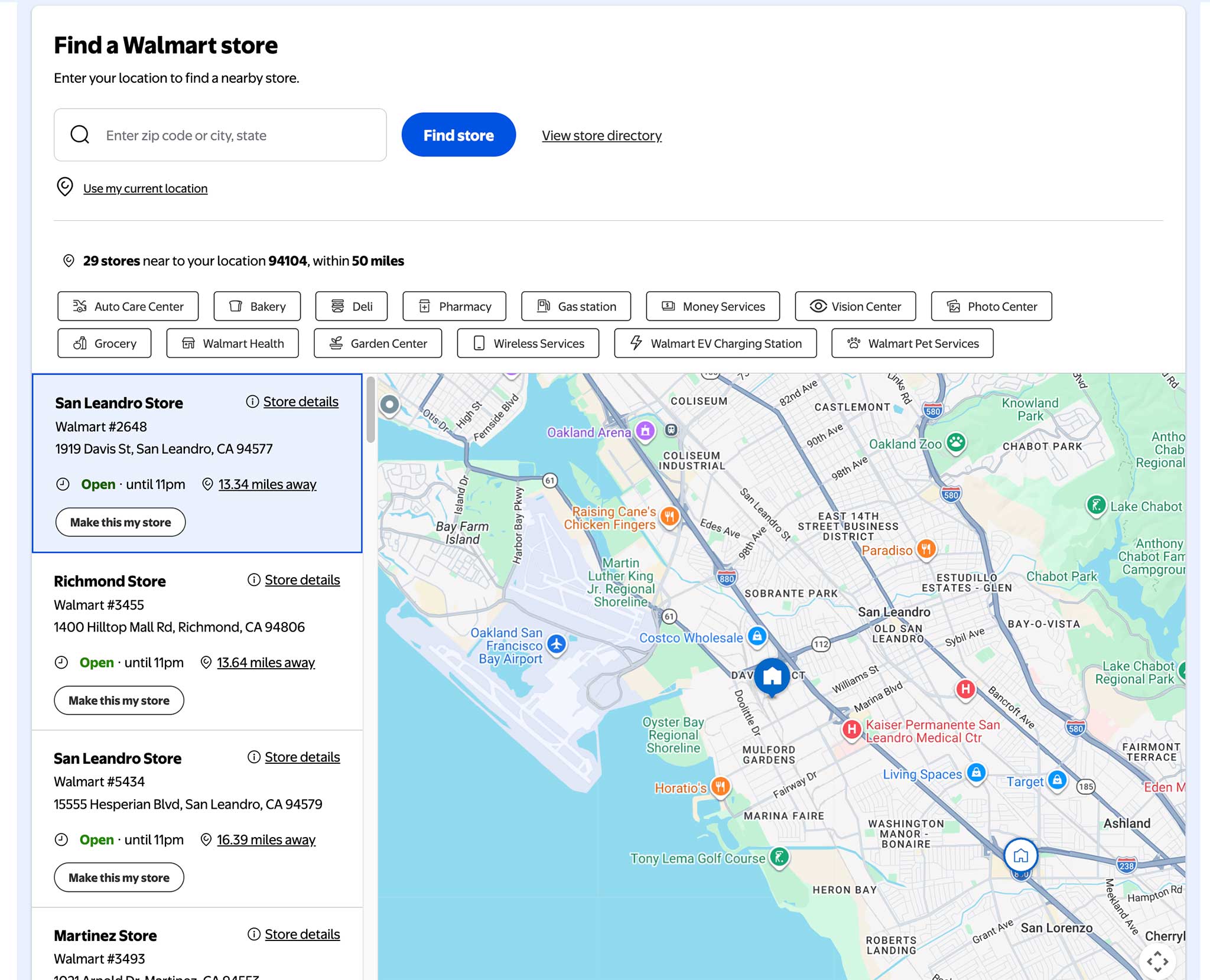 Use the Walmart app or website store locator